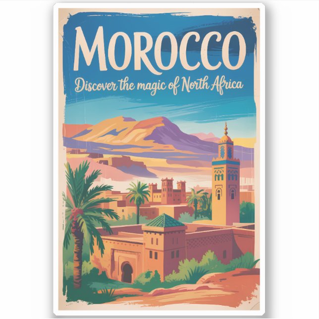 Morocco Illustration Travel Art Vintage (Front)