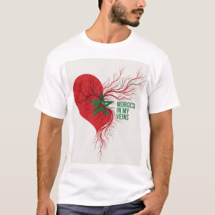 Morocco in My Veins . Moroccan Flag Pride & Identi T-Shirt