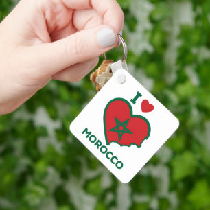 Morocco Keychain, Heart and Green Star Keychain