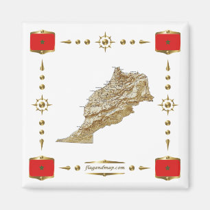 Morocco Map + Flags Magnet