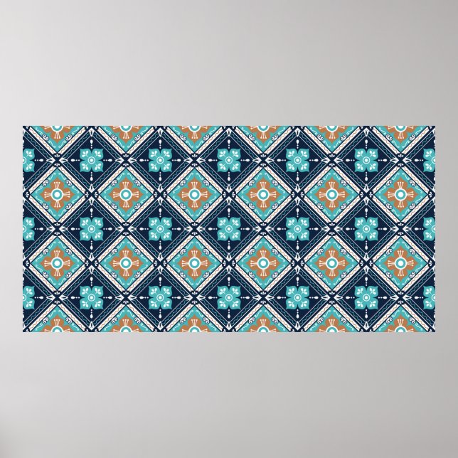 Morocco Mexican Seamless Decorative Pattern Backgr Poster (Front)