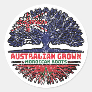 Morocco Moroccan Australian Australia Tree Roots Classic Round Sticker