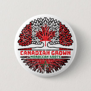 Morocco Moroccan Canadian Canada Tree Roots Flag 2 Inch Round Button