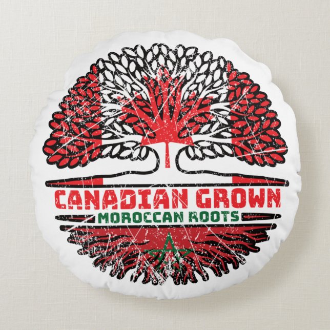 Morocco Moroccan Canadian Canada Tree Roots Flag Round Pillow (Front)