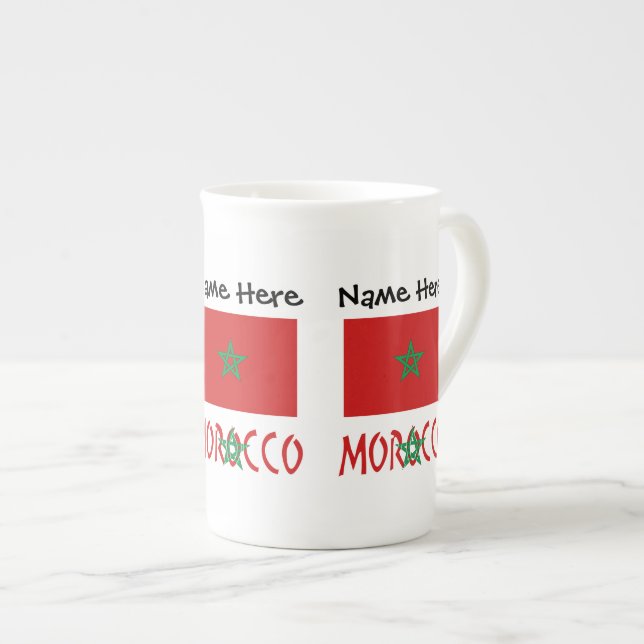 Morocco Moroccan Flag Personalized  Bone China Mug (Front Right)