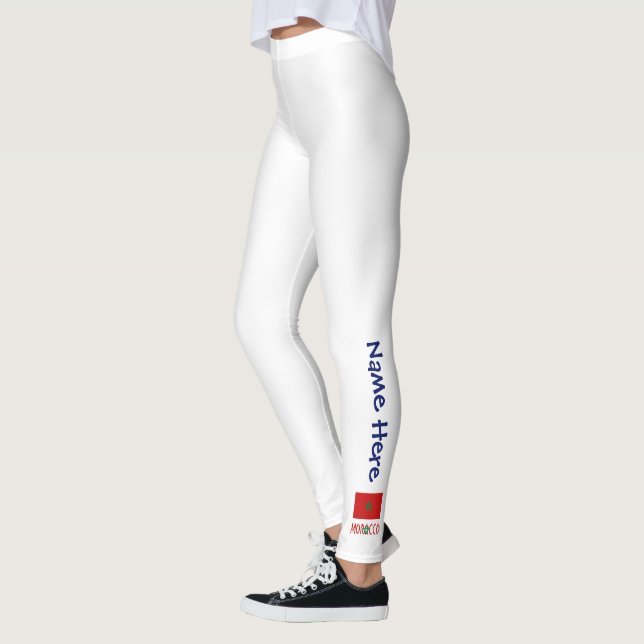Morocco Moroccan Flag Personalized Name  Leggings (Left)