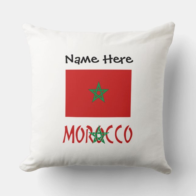 Morocco Moroccan Flag Personalized Name  Throw Pillow (Front)