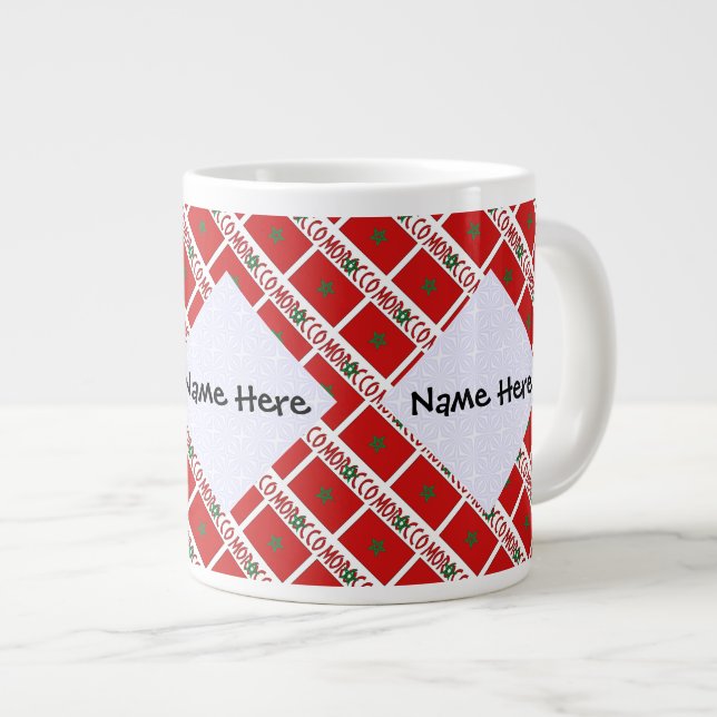 Morocco Moroccan Flag Tiled Personalized Name  Large Coffee Mug (Front Right)