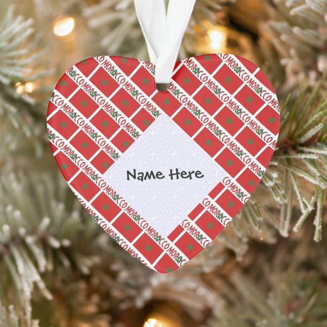 Morocco Moroccan Flag Tiled Personalized Name  Ornament (Tree)