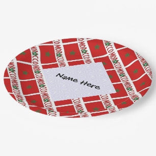 Morocco Moroccan Flag Tiled Personalized Name Paper Plate