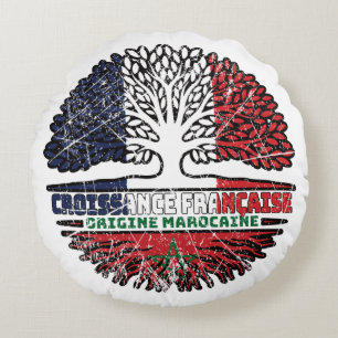 Morocco Moroccan French France Tree Roots Flag Round Pillow