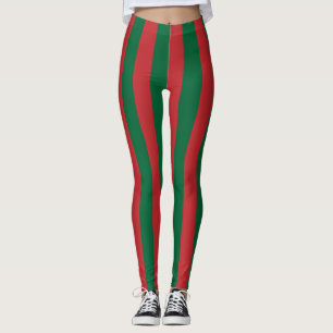 Morocco National Flag Colours Vertical Striped Leggings