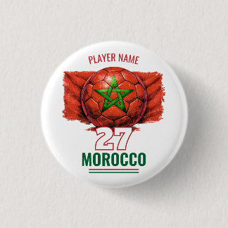 Morocco National Football Flag Heritage Soccer 1 Inch Round Button