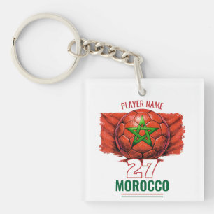 Morocco National Football Flag Heritage Soccer Keychain