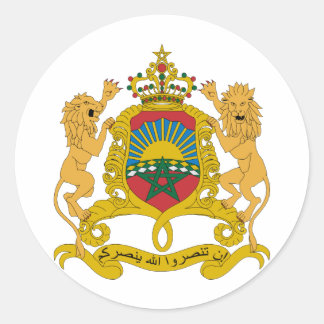 Morocco Official Coat Of Arms Heraldry Symbol Classic Round Sticker