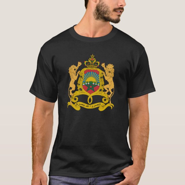 Morocco Official Coat Of Arms Heraldry Symbol T-Shirt (Front)