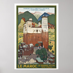 Morocco Ounila Valley Vintage Travel Poster