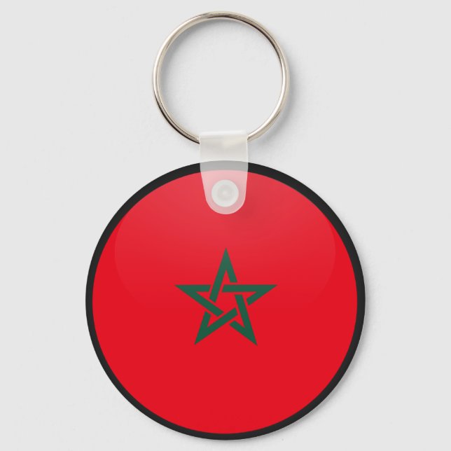 Morocco quality Flag Circle Keychain (Front)