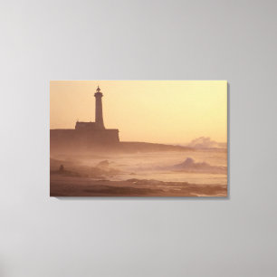Morocco, Rabat, Lighthouse at sunset with Canvas Print