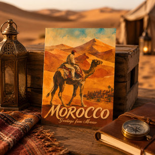 Morocco Sahara Desert Camel Ride Travel Postcard
