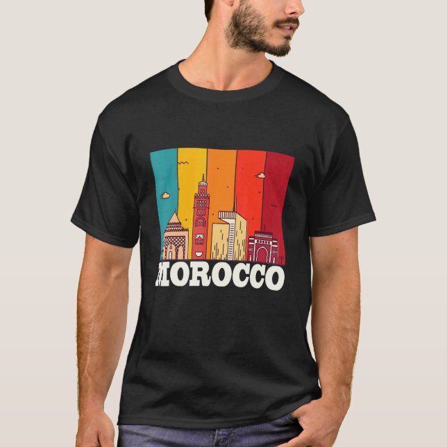 Morocco Skyline Africa Souvenir Moroccans Gibralta T-Shirt (Front)