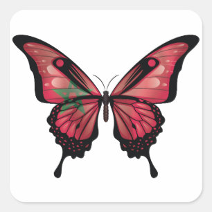 Morocco Swallowtail Butterfly Flag Square Sticker