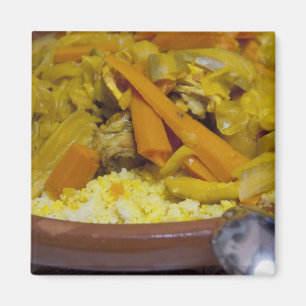 Morocco, Tetouan. Traditional Moroccan meal of Magnet