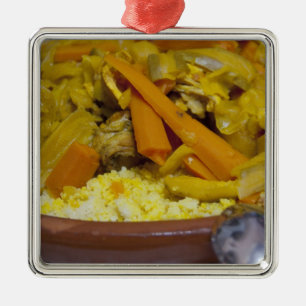 Morocco, Tetouan. Traditional Moroccan meal of Metal Ornament