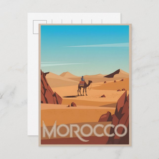 Morocco travel postcard desert camel trip gift (Front/Back)