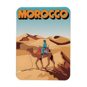 Morocco travel postcard desert camel trip gift magnet