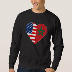 Morocco US Flag American Moroccan Love Morocco Moo Sweatshirt