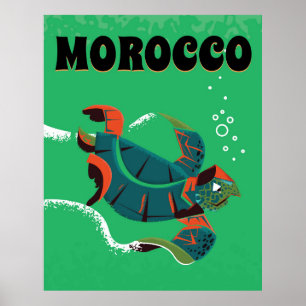 Morocco vintage travel poster art