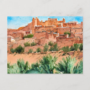Morocco Watercolor Postcard