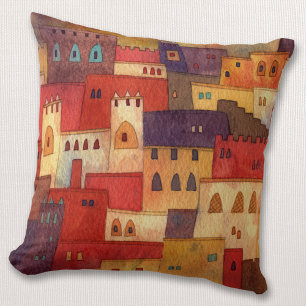 Morocco Watercolor Throw Pillow