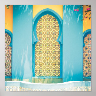 Moroccon Door Blue and Yellow Poster