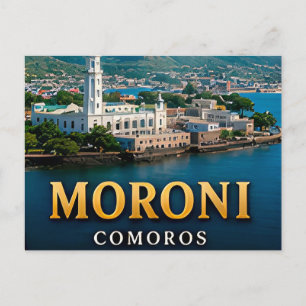 Moroni Volcanic Peaks and Indian Ocean Paradise Postcard