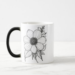 Morphing Mug 11 oz - Floral Outline Art Design