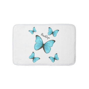 Morpho butterflies cartoon illustration bath mat