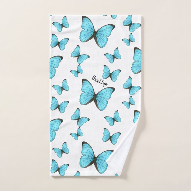 Morpho butterflies cartoon illustration  bath towel set (Hand Towel)