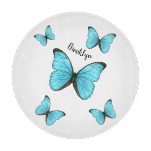 Morpho butterflies cartoon illustration cutting board