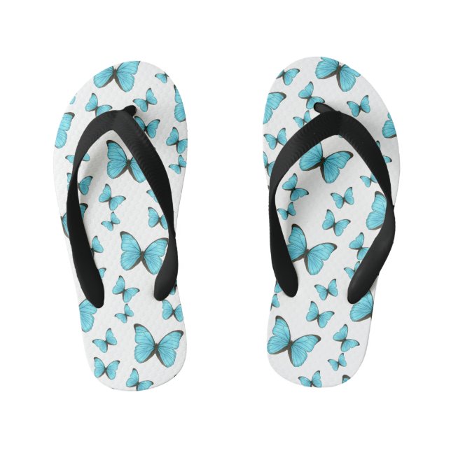 Morpho butterflies cartoon illustration kid's flip flops (Footbed)