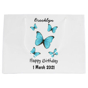 Morpho butterflies cartoon illustration large gift bag
