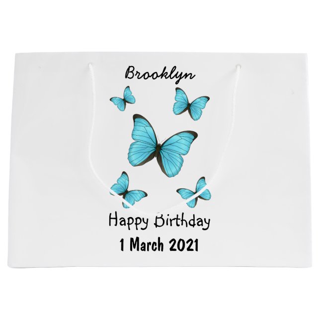 Morpho butterflies cartoon illustration  large gift bag (Front)