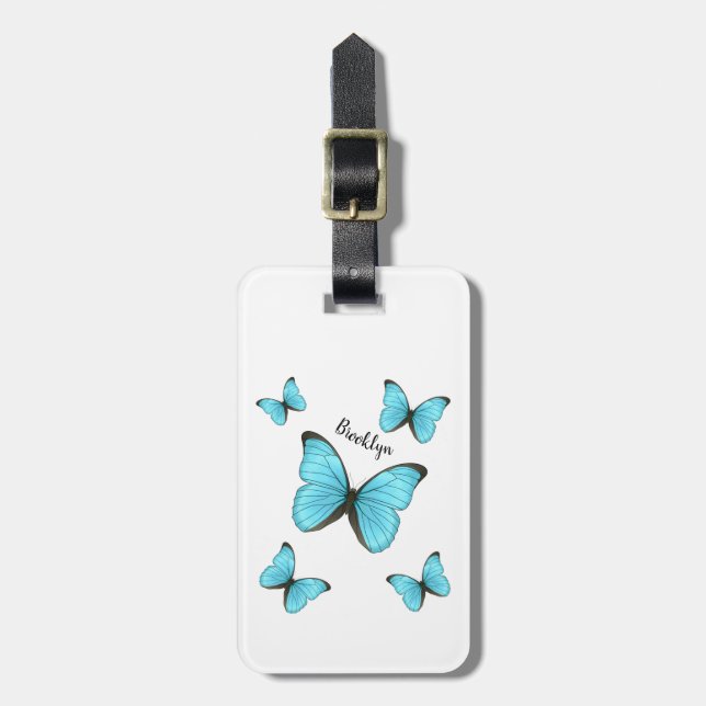 Morpho butterflies cartoon illustration  luggage tag (Front Vertical)