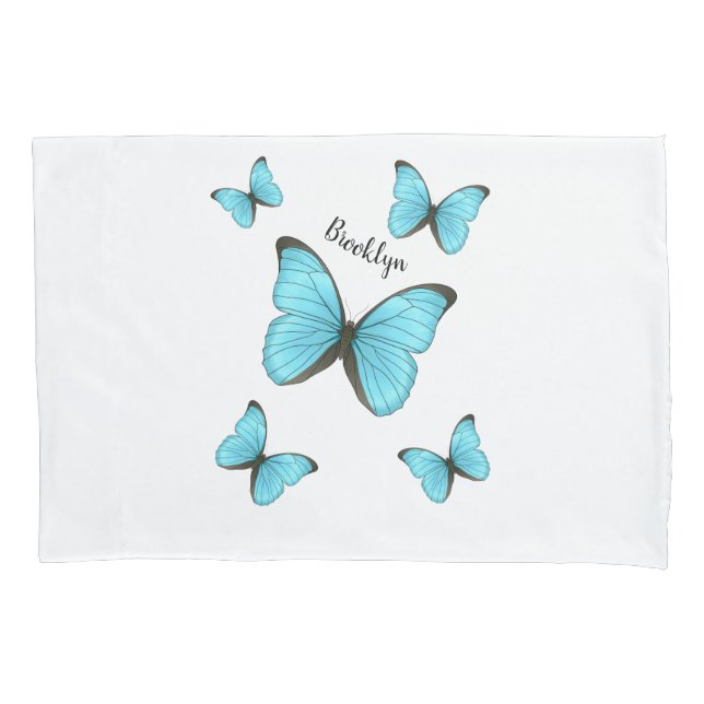 Morpho butterflies cartoon illustration pillowcase (Front)