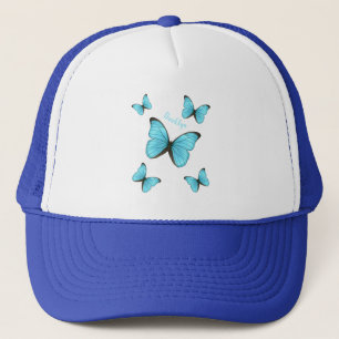 Morpho butterflies cartoon illustration  trucker hat