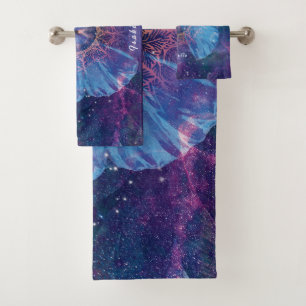 Morpho butterfly / Galaxy Mandala Bath Towel Set