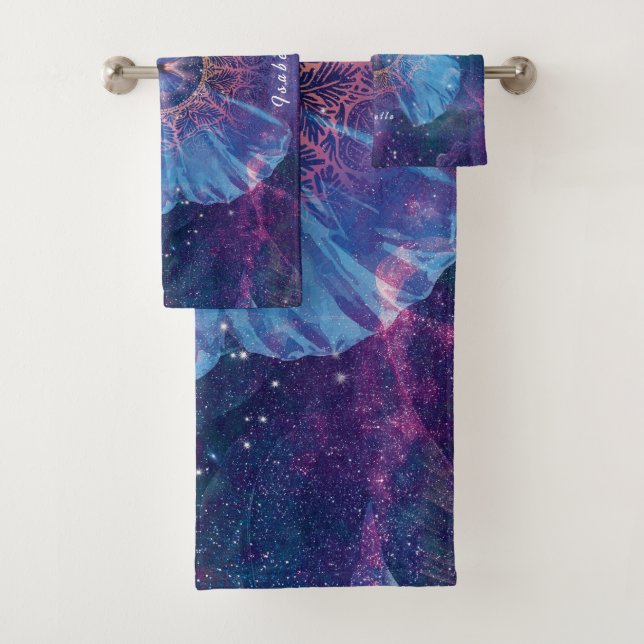 Morpho butterfly / Galaxy Mandala  Bath Towel Set (Insitu)