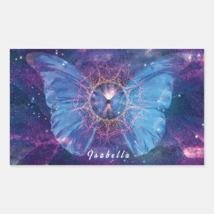 Morpho butterfly / Galaxy Mandala Paper Coaster Sticker