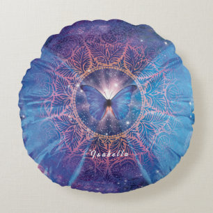 Morpho butterfly / Galaxy Mandala  Round Pillow